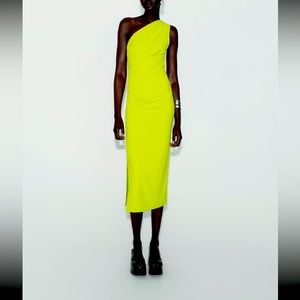 Zara draped fitted asymmetrical dress